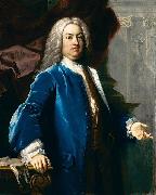 Jacopo Amigoni Portrait of a Gentlemen in Blue Jacket oil on canvas